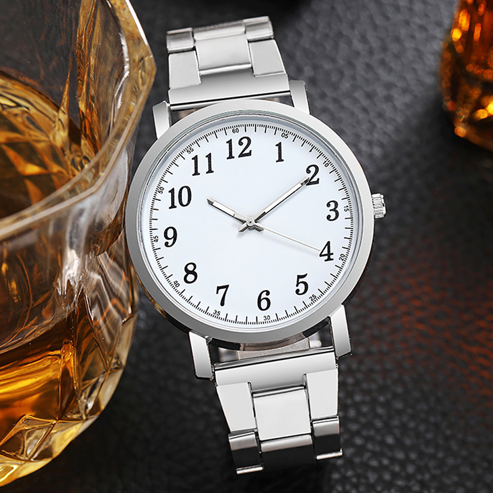 Luxury Watch White - 2Pcs Couple Watches Silver Stainless Alloy