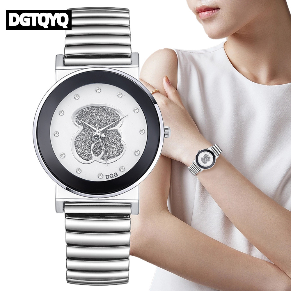 Luxury Watch White - Luxury Ladies Black White Bear Diamond