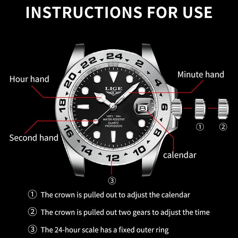 LIGE Original Luxury Men Watch - Luxury Watch White ulasan dan harga