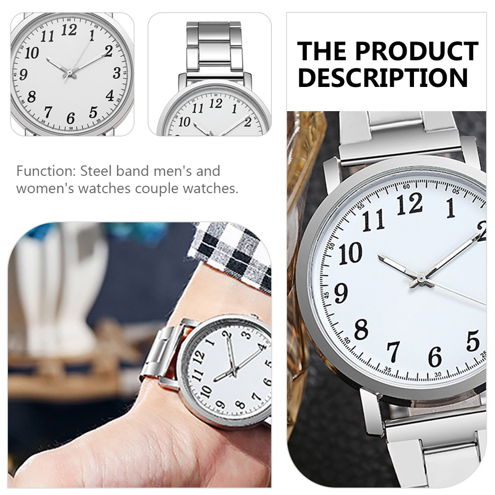 2Pcs Couple Watches Silver Sta - Luxury Watch White ulasan dan harga