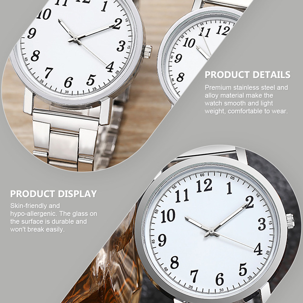 2Pcs Couple Watches Silver Sta - Luxury Watch White ulasan dan harga