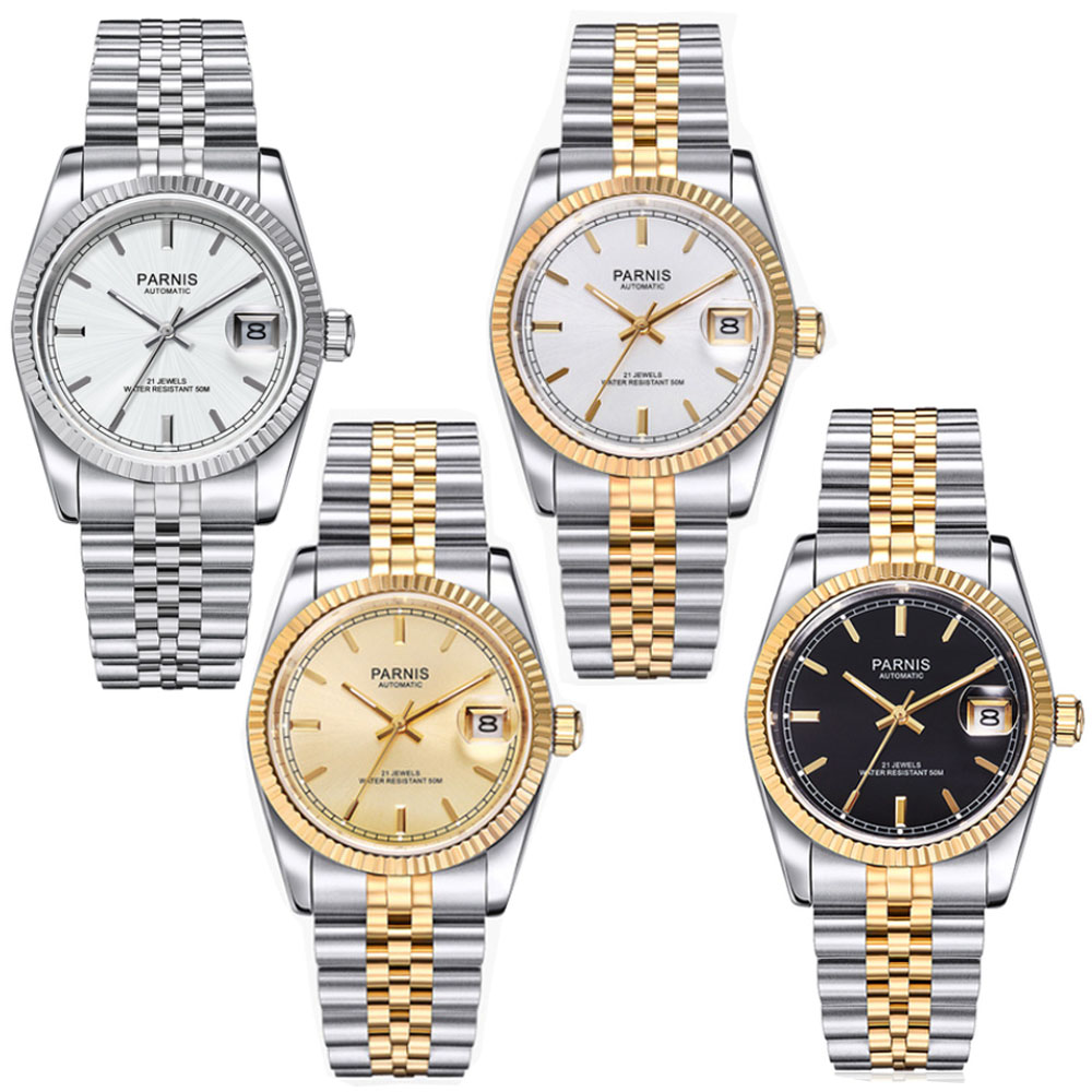 Parnis 36mm Mens Automatic Wat - Luxury Watch Gold And Black ulasan dan harga