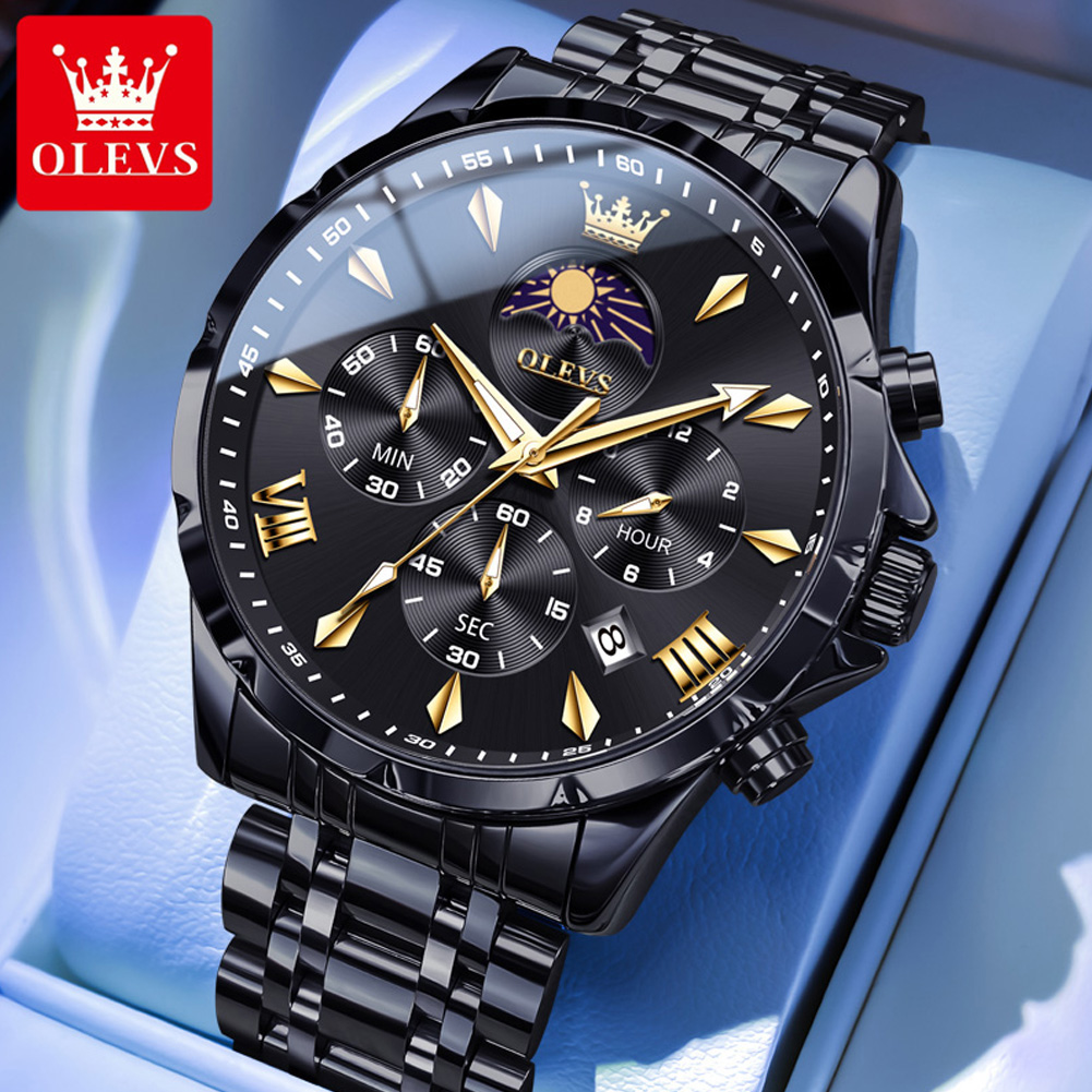 OLEVS 3653 Brand Moon Phase Ca - Luxury Watch Manufacturers ulasan dan harga