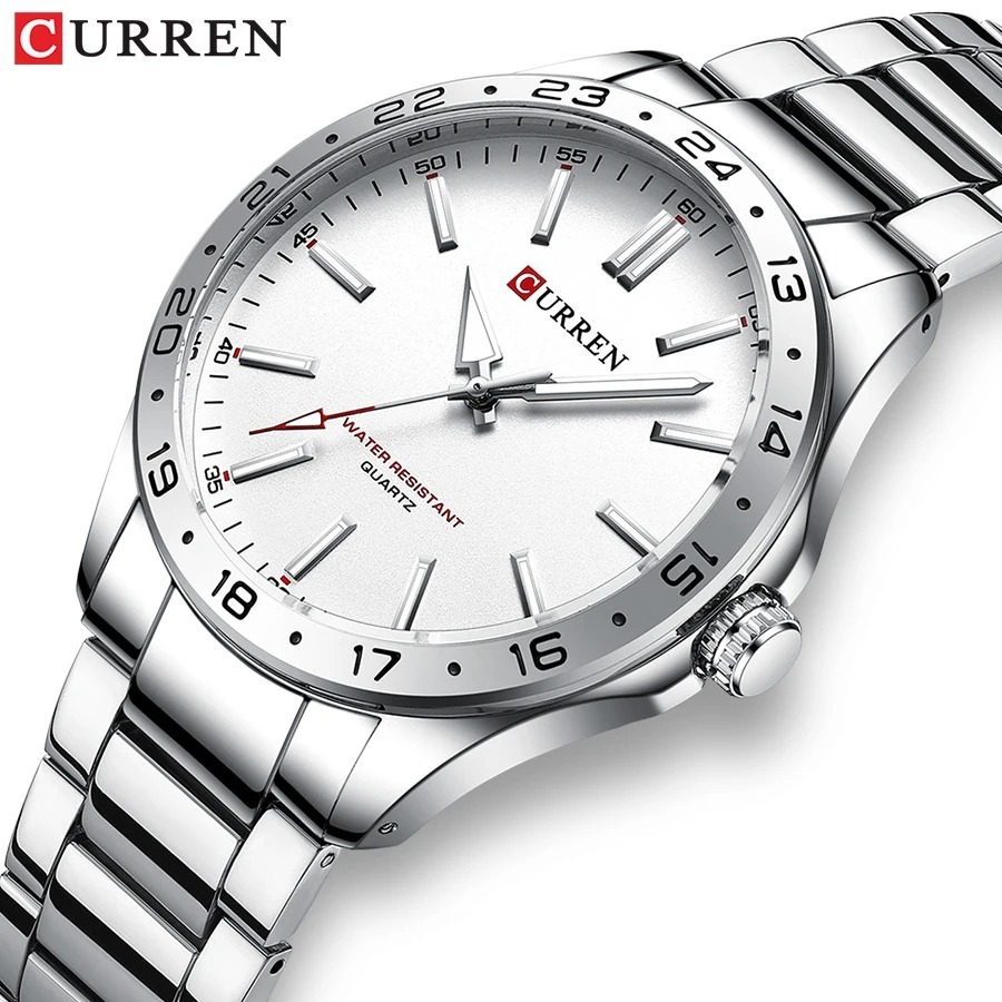 CURREN 8452 Silver White Gift  - Luxury Watch White ulasan dan harga