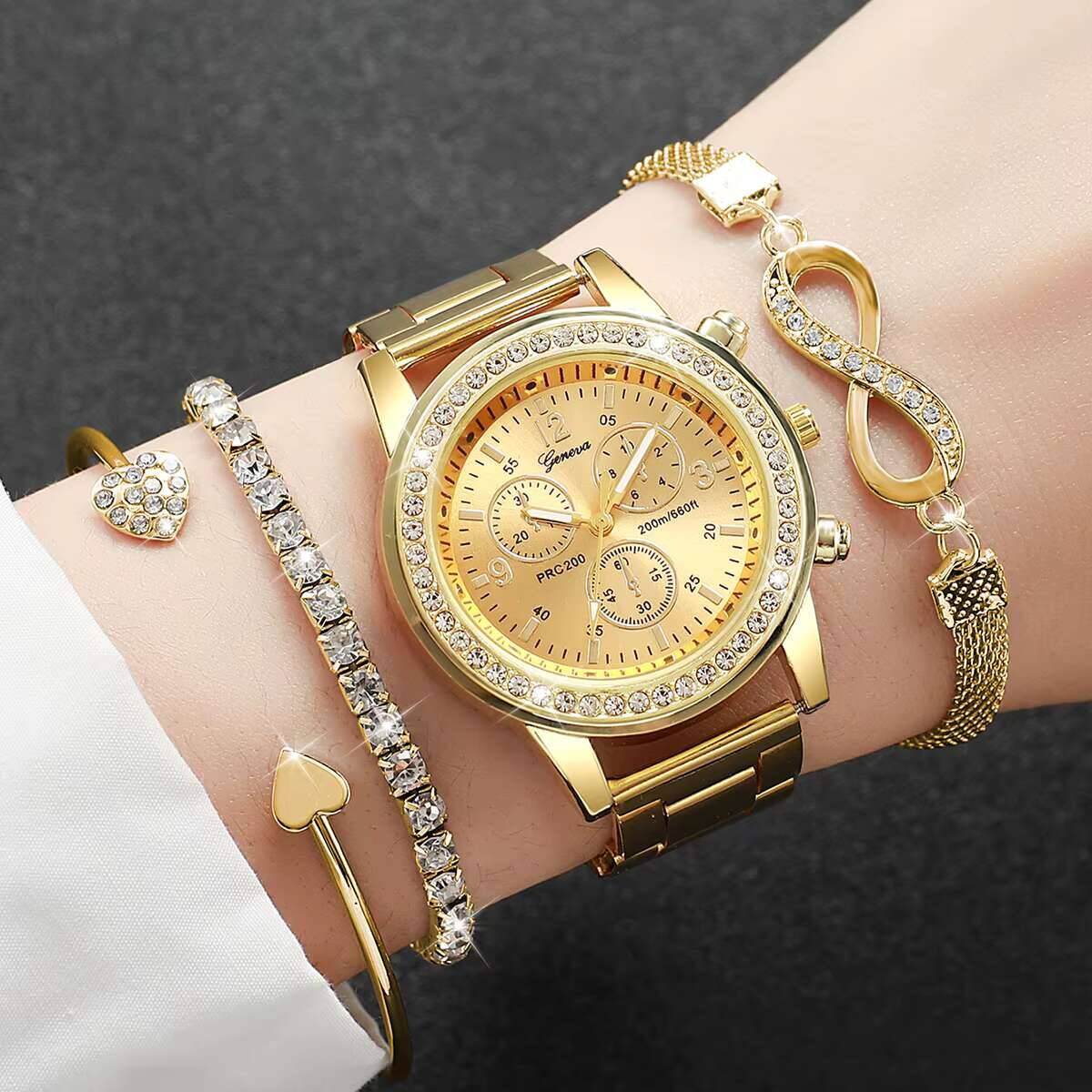 4PCS/Set Luxury Rhinestone Wom - Luxury Watch Safe ulasan dan harga