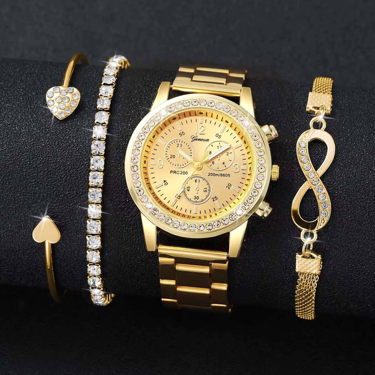 4PCS/Set Luxury Rhinestone Wom - Luxury Watch Safe ulasan dan harga