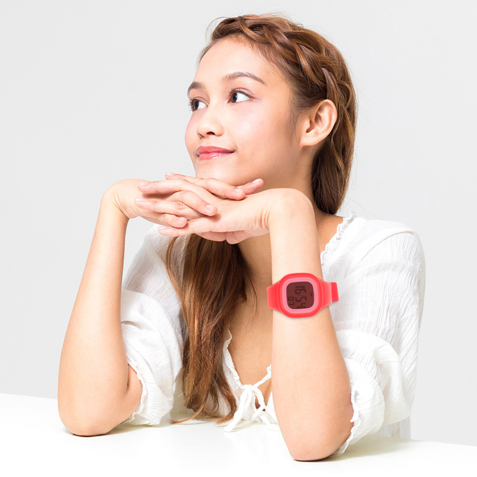 Colorful Electronic Watch Red  - Luxury Watch White ulasan dan harga