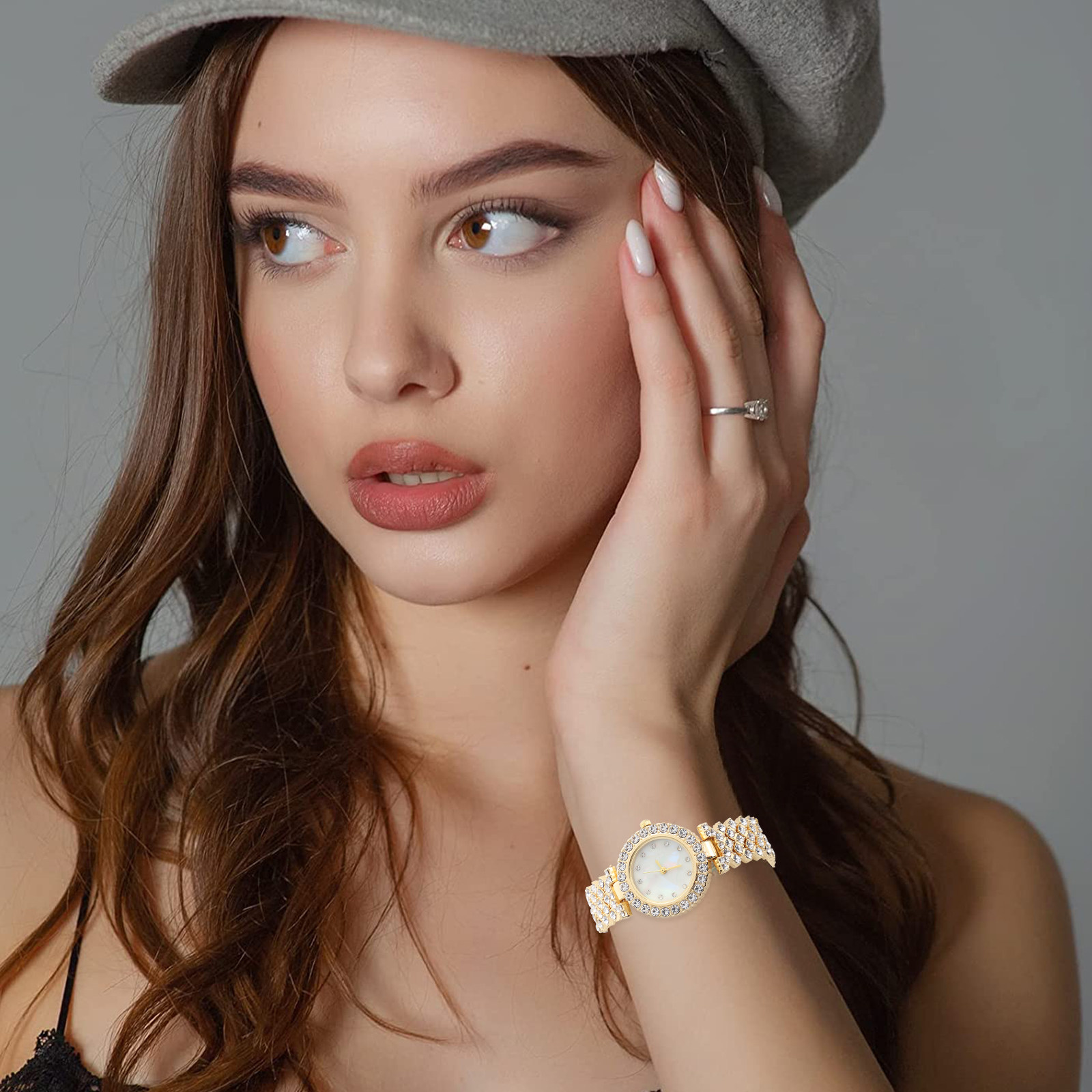 Watch Gold Rhinestone Elegant  - Luxury Watch White ulasan dan harga